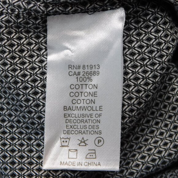 Robert Graham Black & White Diamond Patterned Dress Shirt | Fitted | EUC | 17 43 - Picture 11 of 14